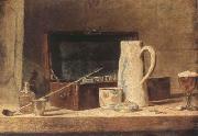 Jean Baptiste Simeon Chardin Pipe and Jug (mk08) oil on canvas